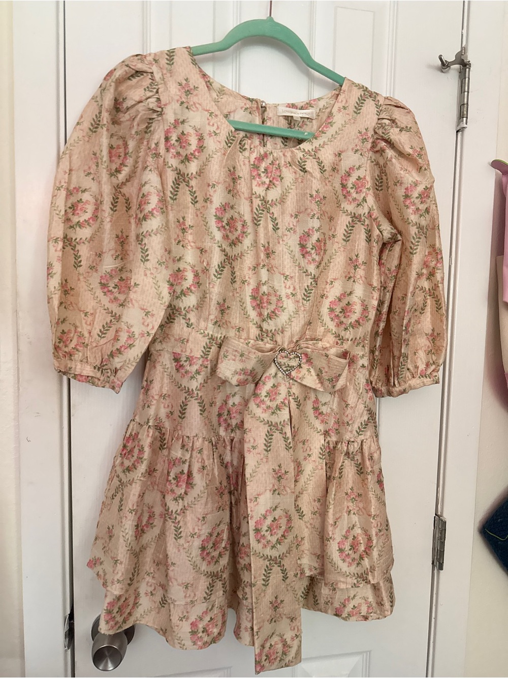 LoveShackFancy Cream and Pink Rococo Dress - Picture 4 of 12